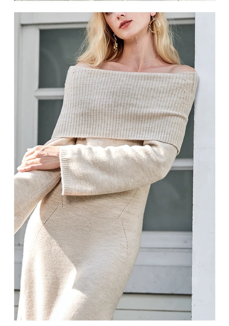 Off shoulder knitted dress