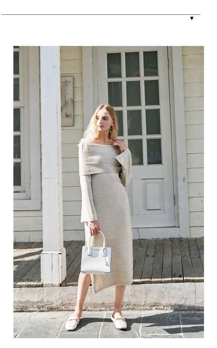 Off shoulder knitted dress