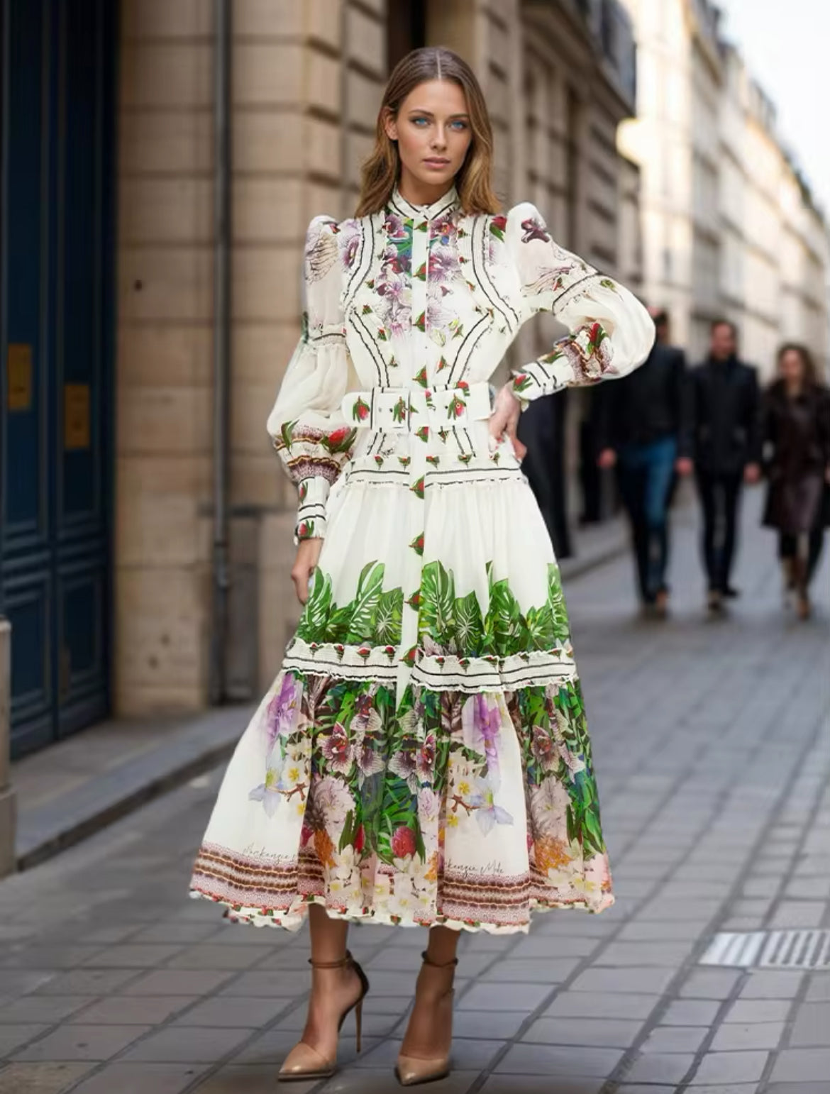 Long sleeve linen dress