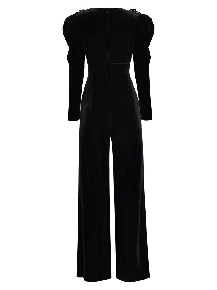 Long sleeve Velvet Jumpsuits