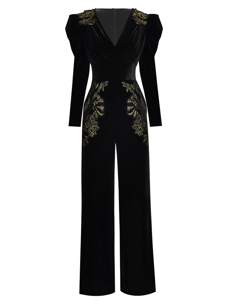 Long sleeve Velvet Jumpsuits