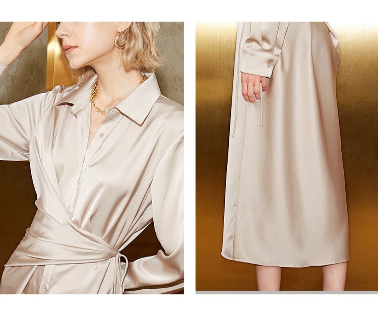 Satin Shirt Dress Long Sleeve