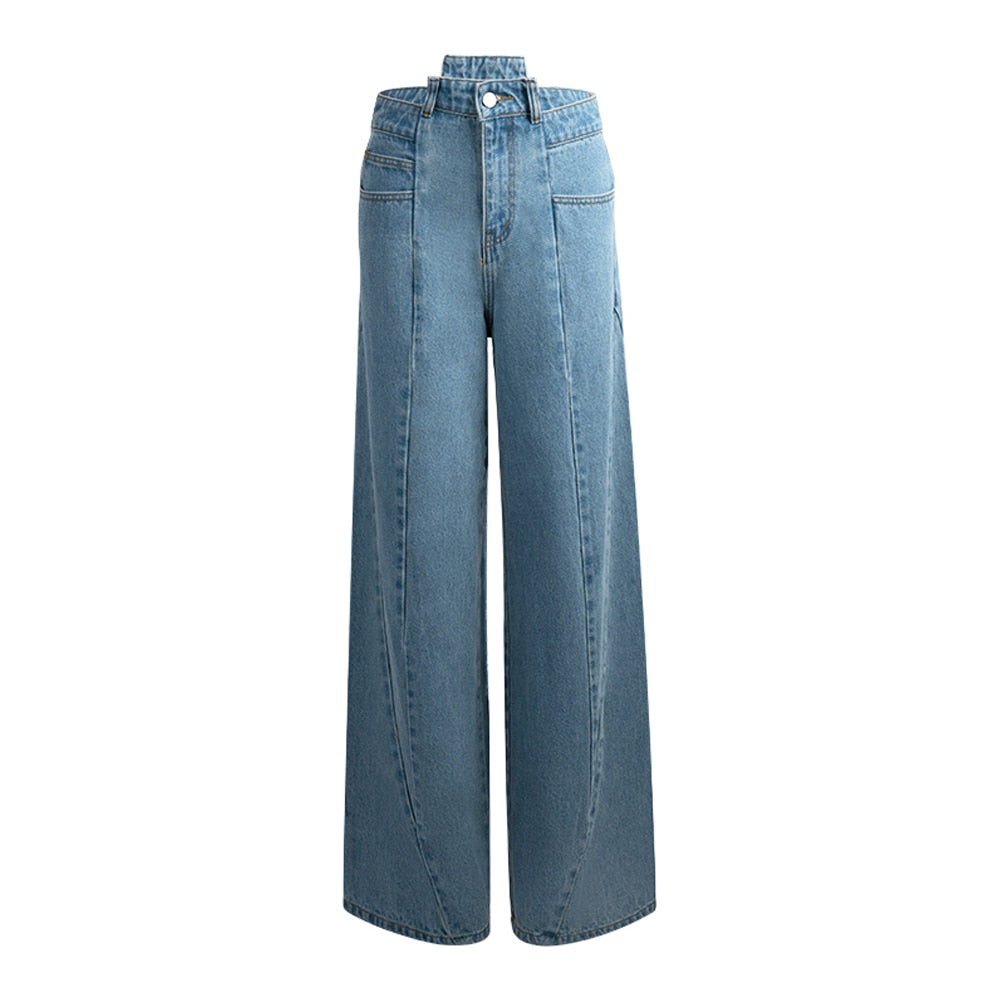 Wide-Leg Jeans High Waist Denim