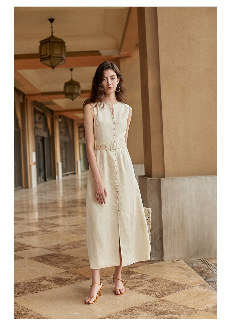 Off white Sleeveless Linen dress