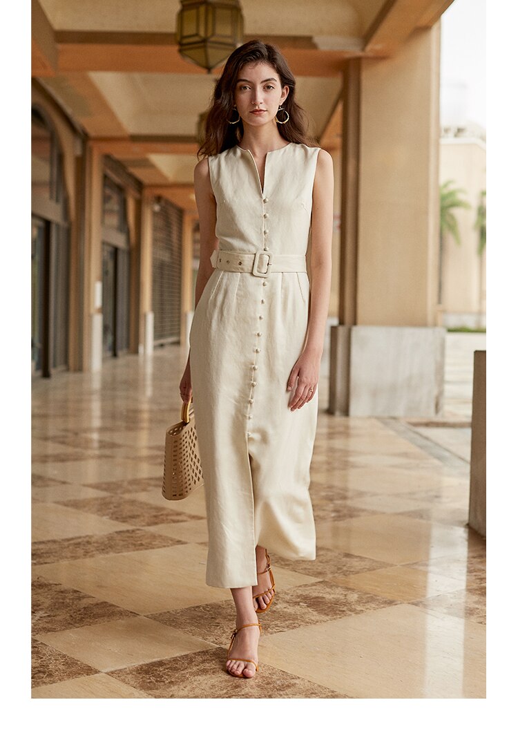 Off white Sleeveless Linen dress