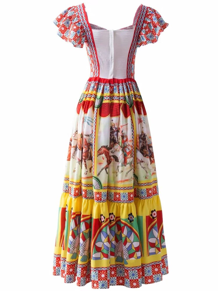 Summer Print Dress Women's Butterfly Sleeve