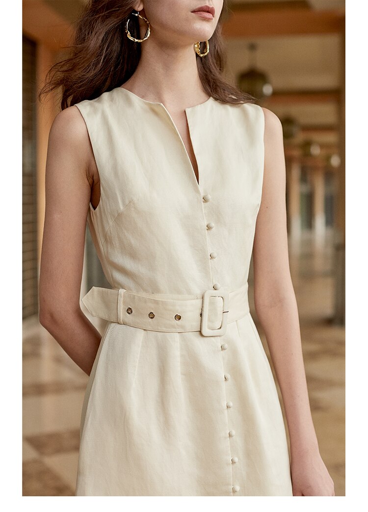 Off white Sleeveless Linen dress