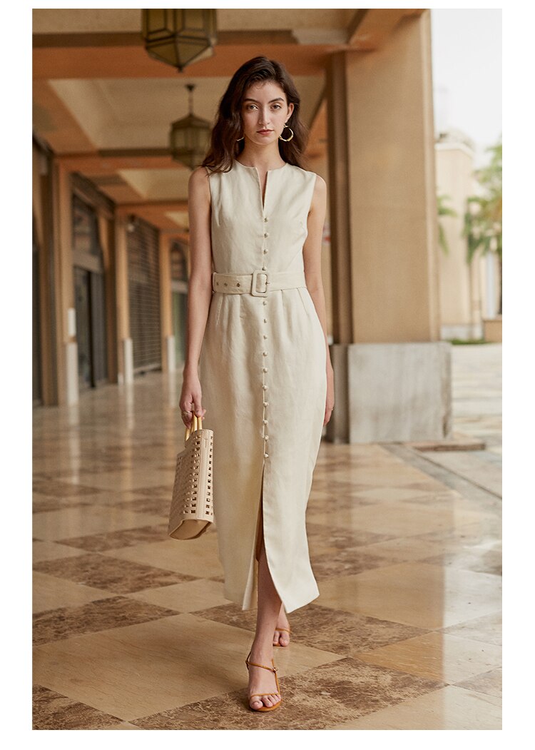 Off white Sleeveless Linen dress