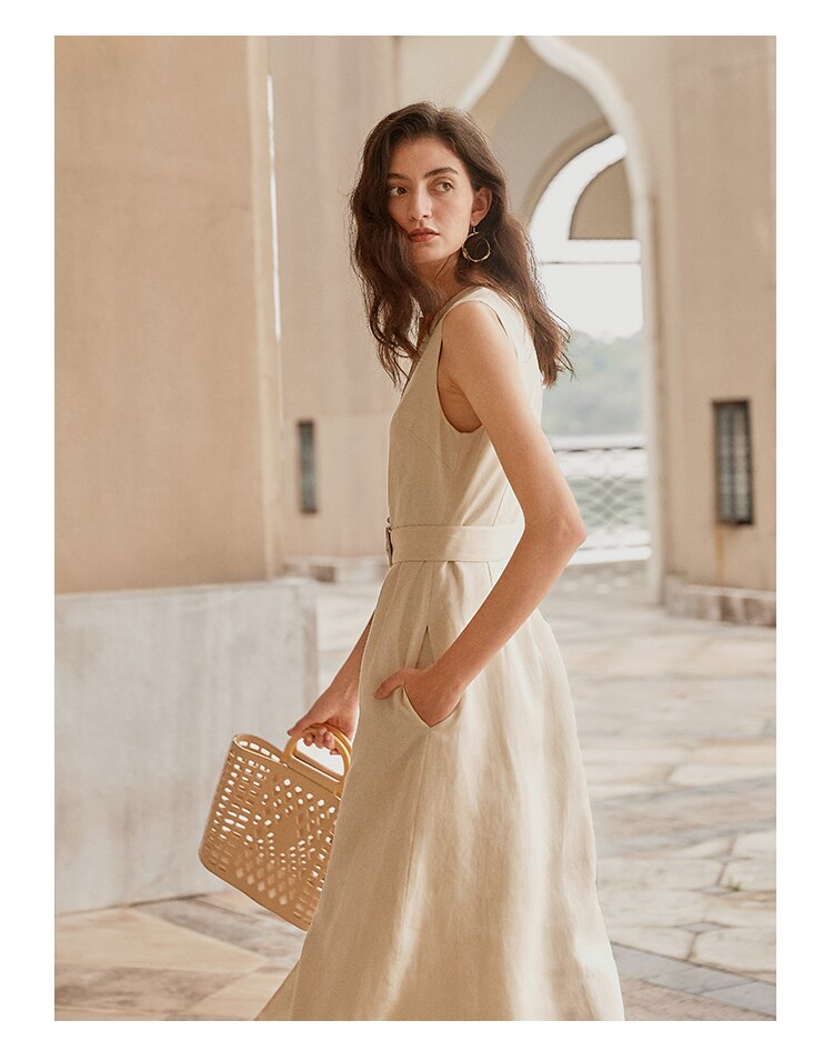 Off white Sleeveless Linen dress