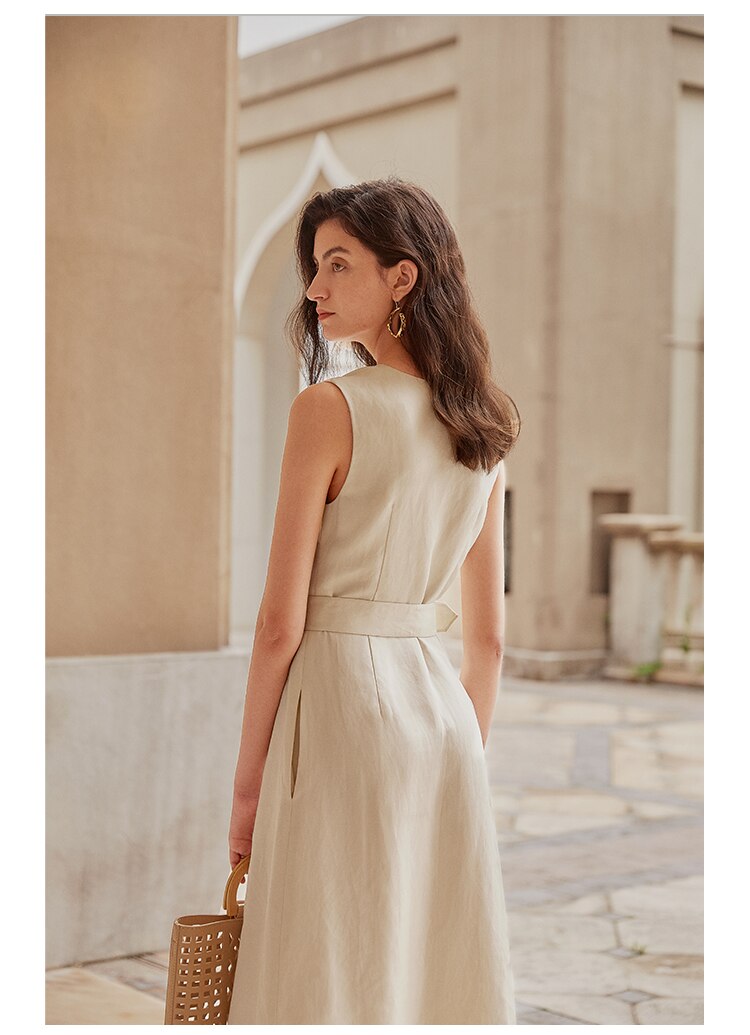 Off white Sleeveless Linen dress