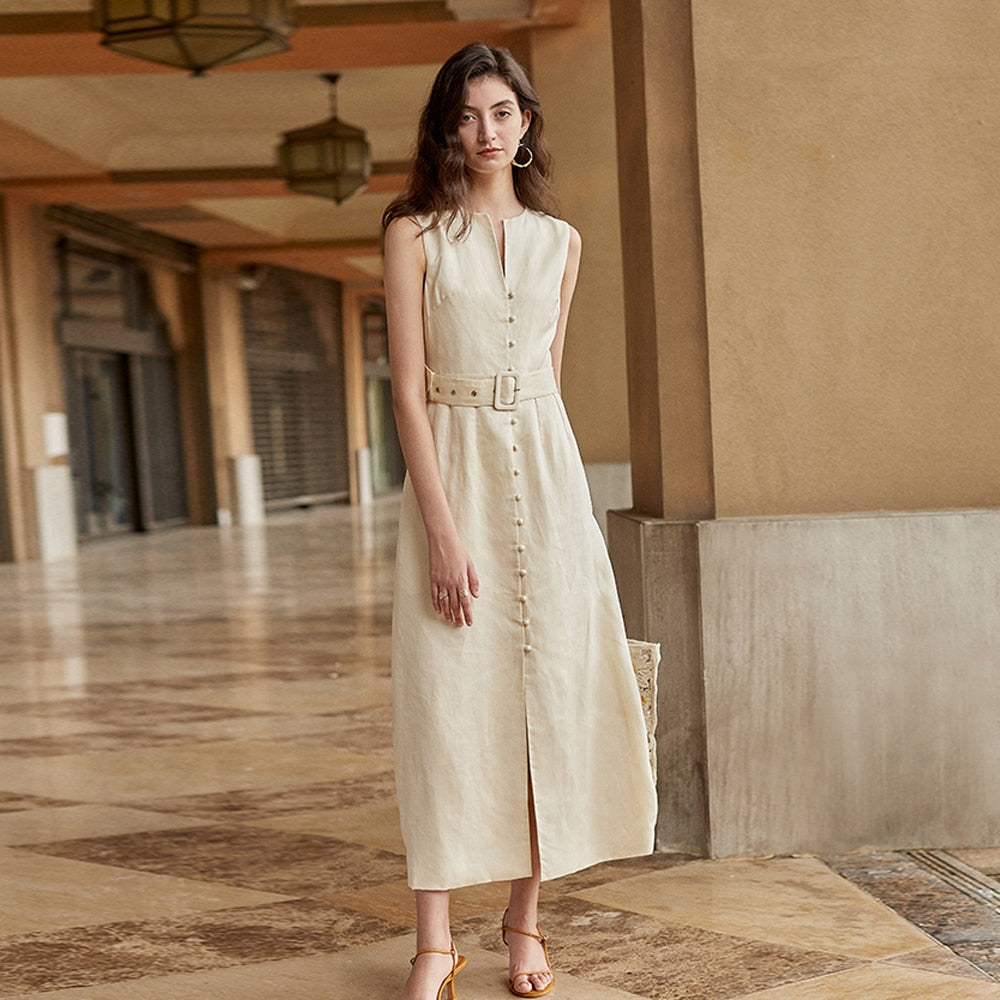 Off white Sleeveless Linen dress