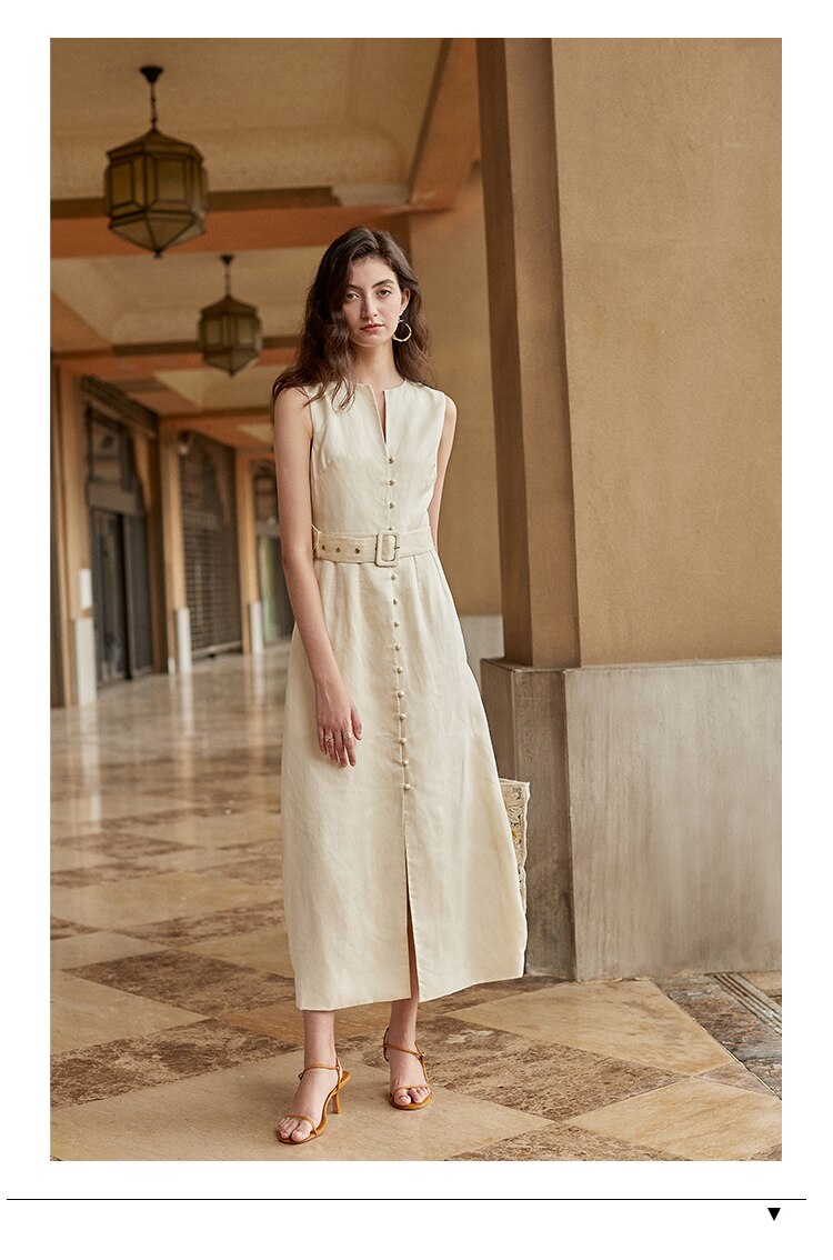 Off white Sleeveless Linen dress