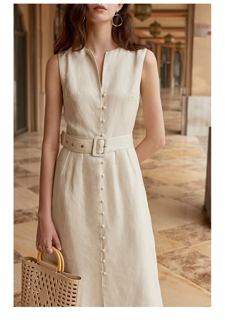 Off white Sleeveless Linen dress