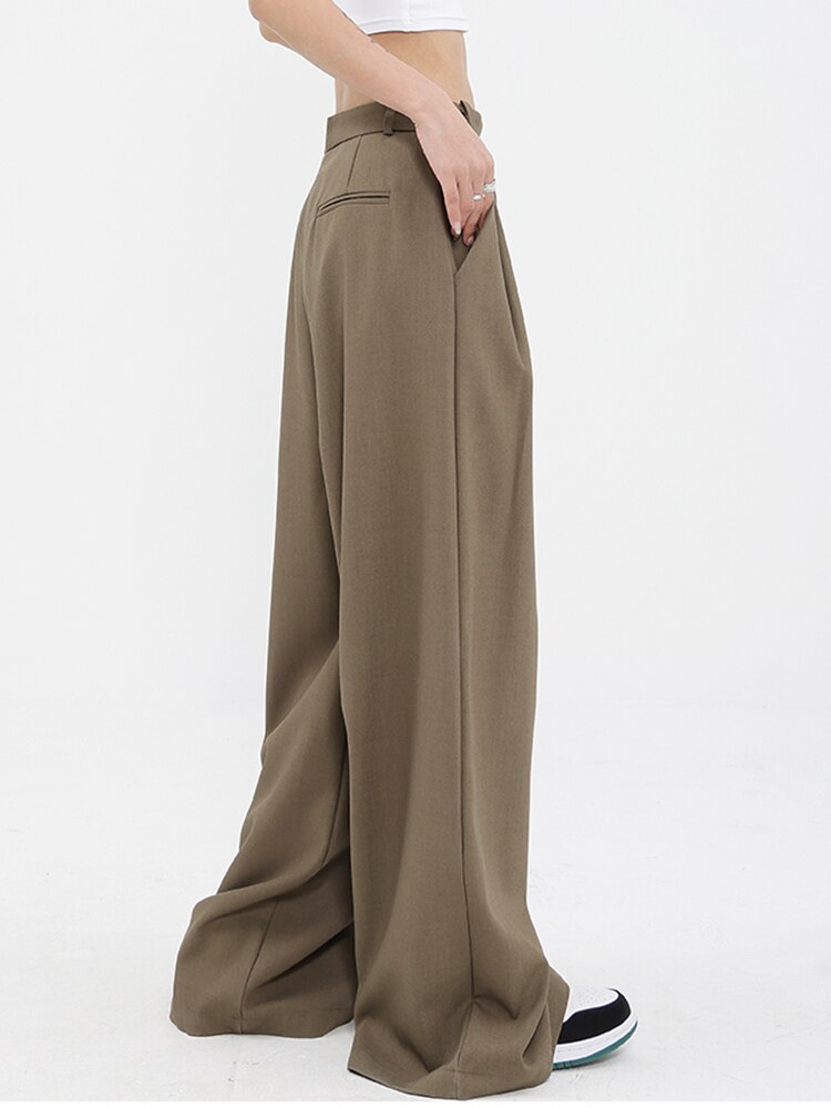 High Waist Black  Wide Leg Pants - Khaki