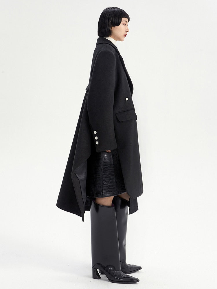 Long Wool Coat - Black