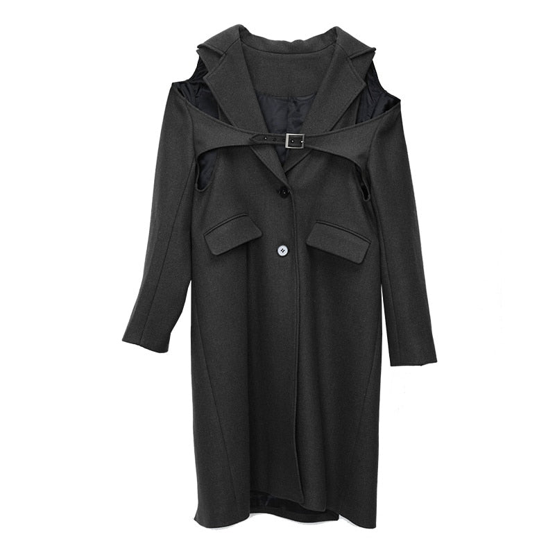 Black Long Woolen Coat