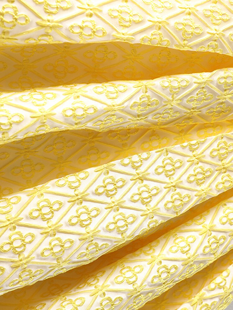 High Waist Yellow Jacquard