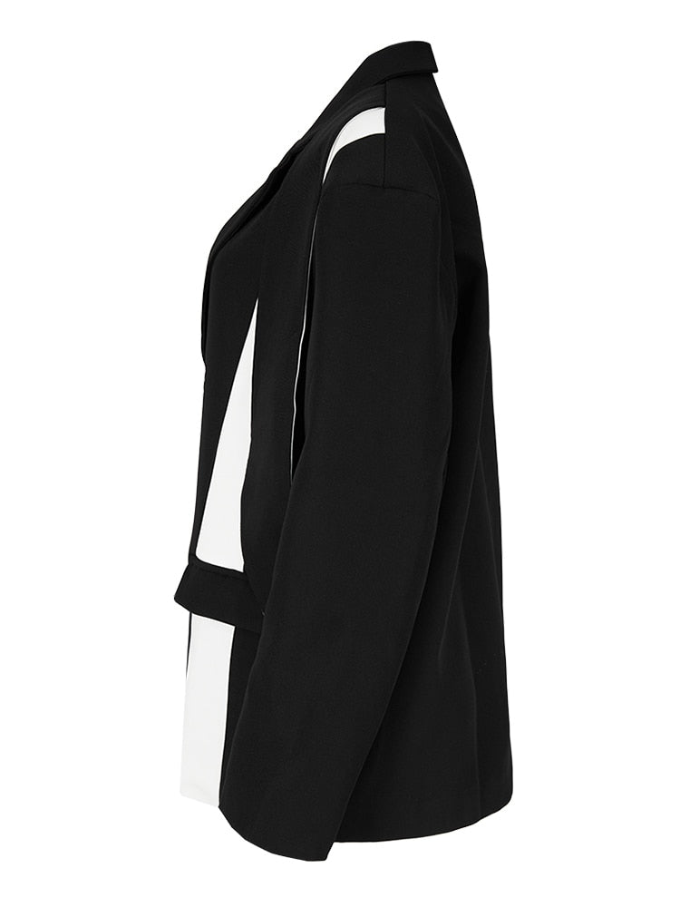 Women Black Color-block Blazer