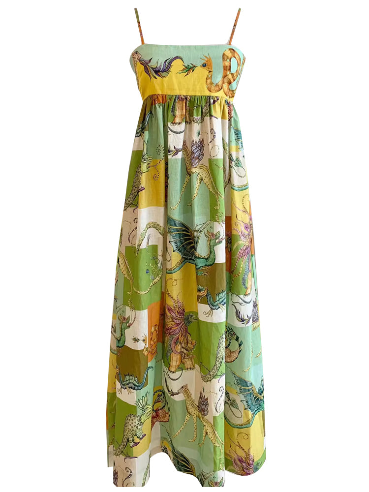 Linen Dress Animals Print