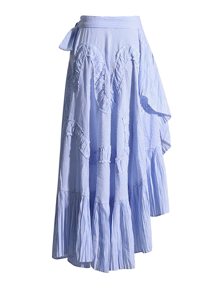 Ruffle Trim Skirt - Blue