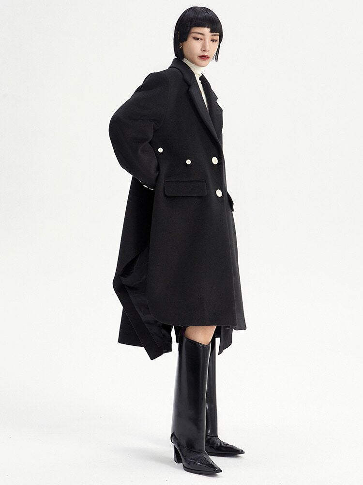 Long Wool Coat - Black