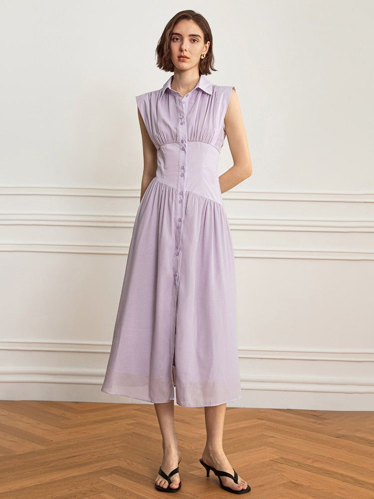 Sleeveless Dress Yellow  - Light Purple