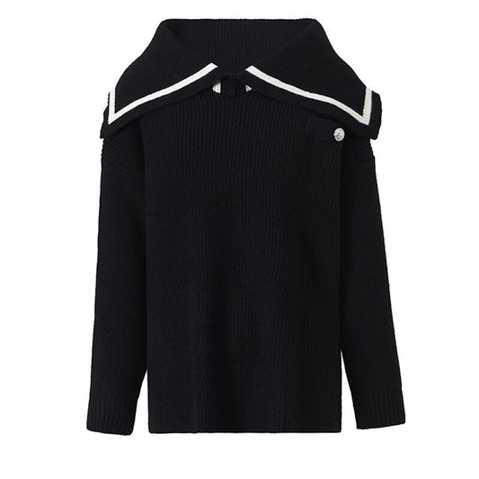 Black - Big Size Knitting SweaterLong Sleeve Women