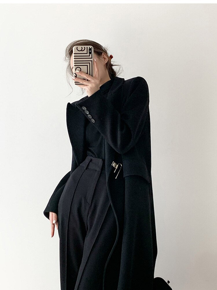 Black Woolen Coat - Tall