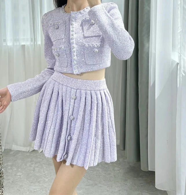 Two Piece Set Long Sleeve Sweeter and Short Skirt