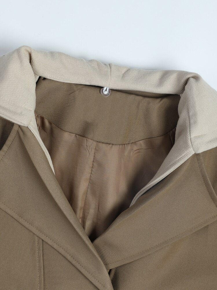 Women Khaki Double Breasted Trench