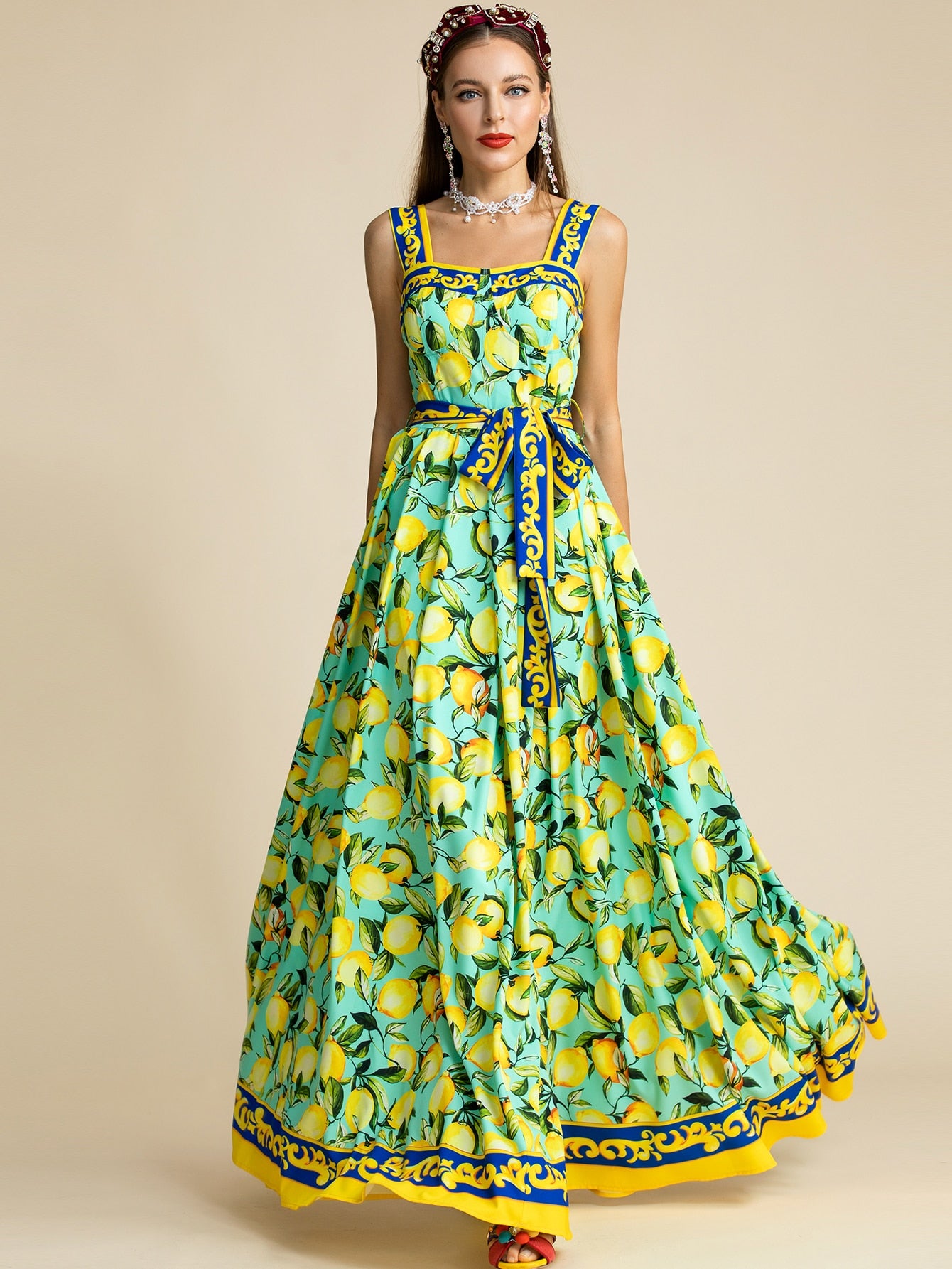 Summer Lemon Print Dress