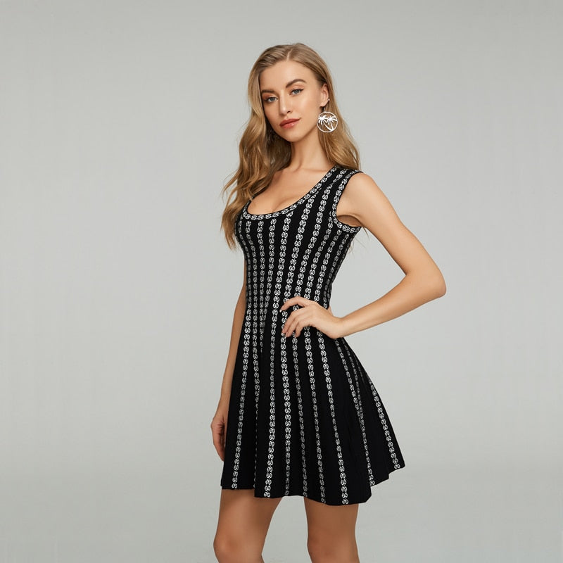 Black Stripe Sleeveless Dress