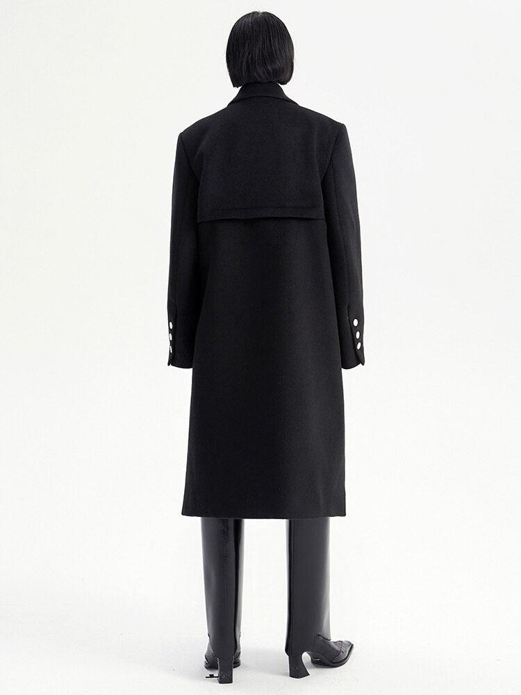 Long Wool Coat - Black