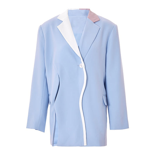 Long Sleeve Blazer - blue