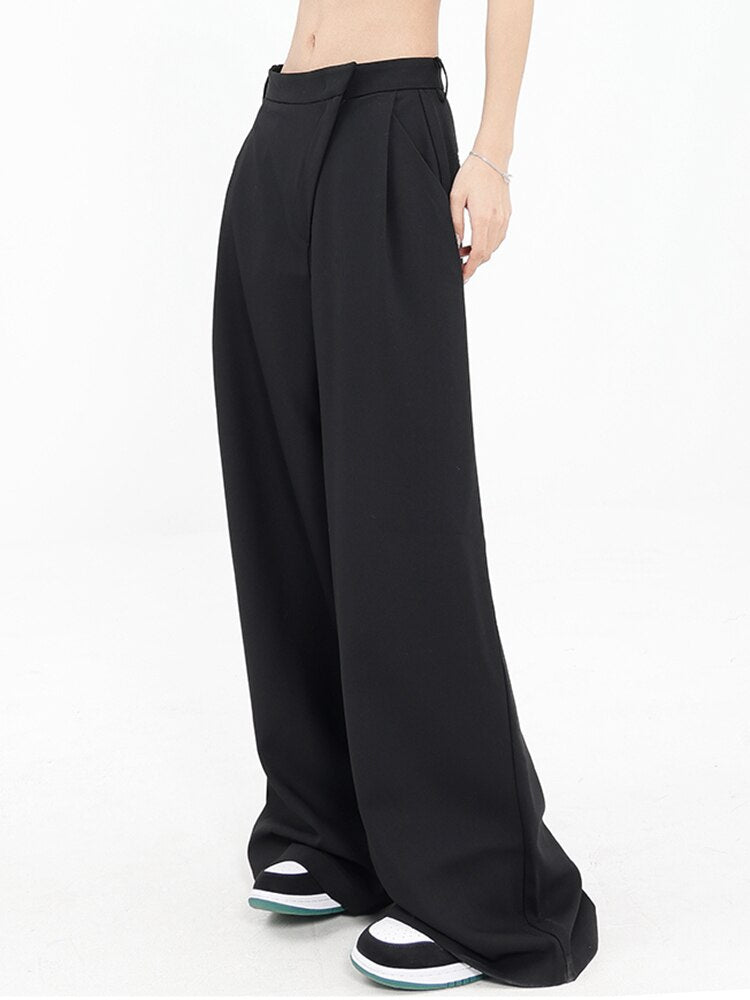 High Waist Black  Wide Leg Pants - Khaki