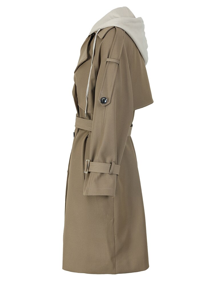 Women Khaki Double Breasted Trench