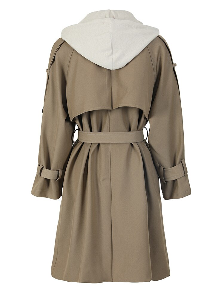 Women Khaki Double Breasted Trench