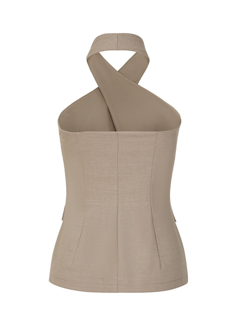 Sleeveless Tops - KHAKI