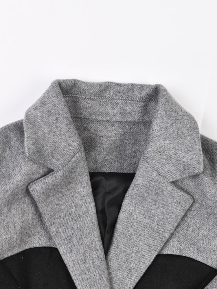 Black Color-block Wool Jacket