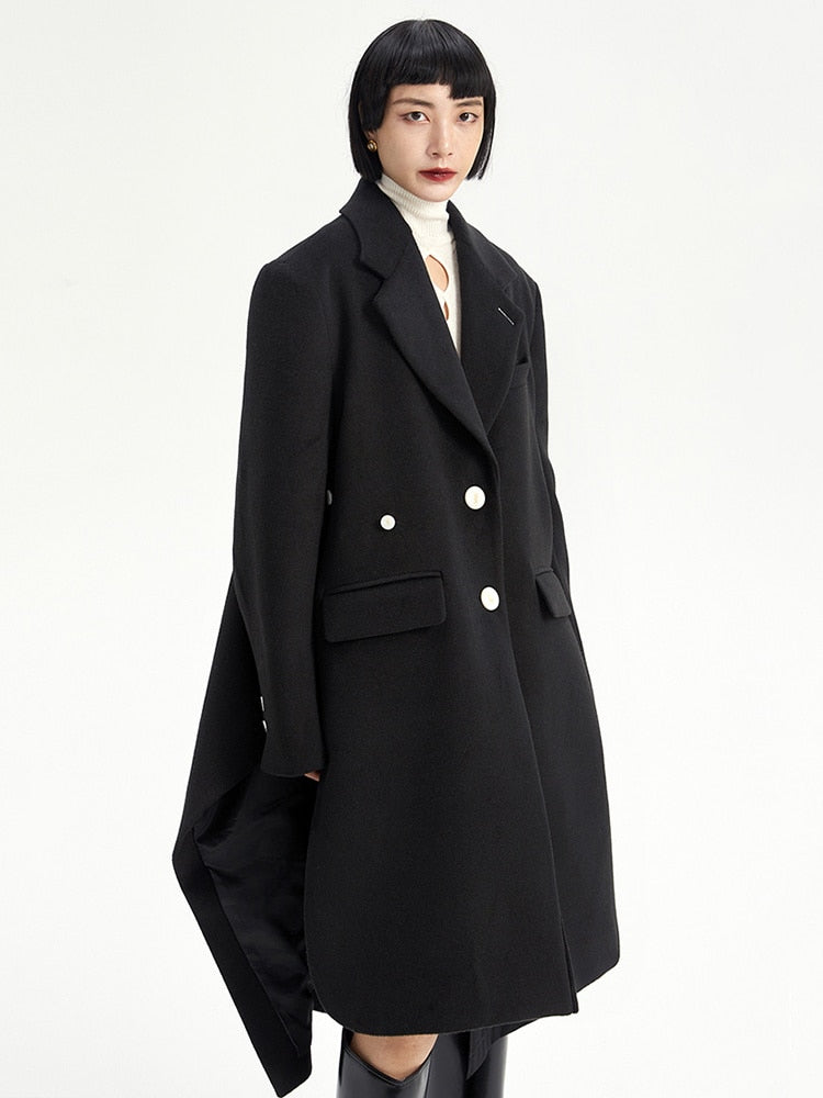 Long Wool Coat - Black