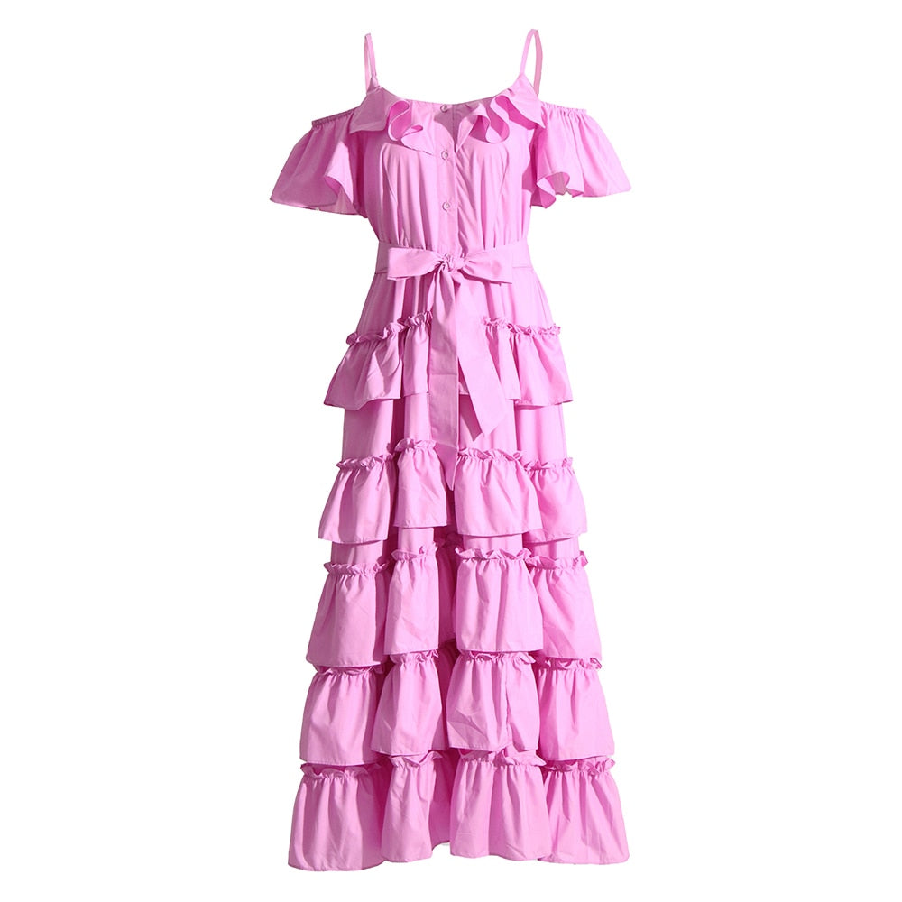 Off Shoulder Ruffles Dress