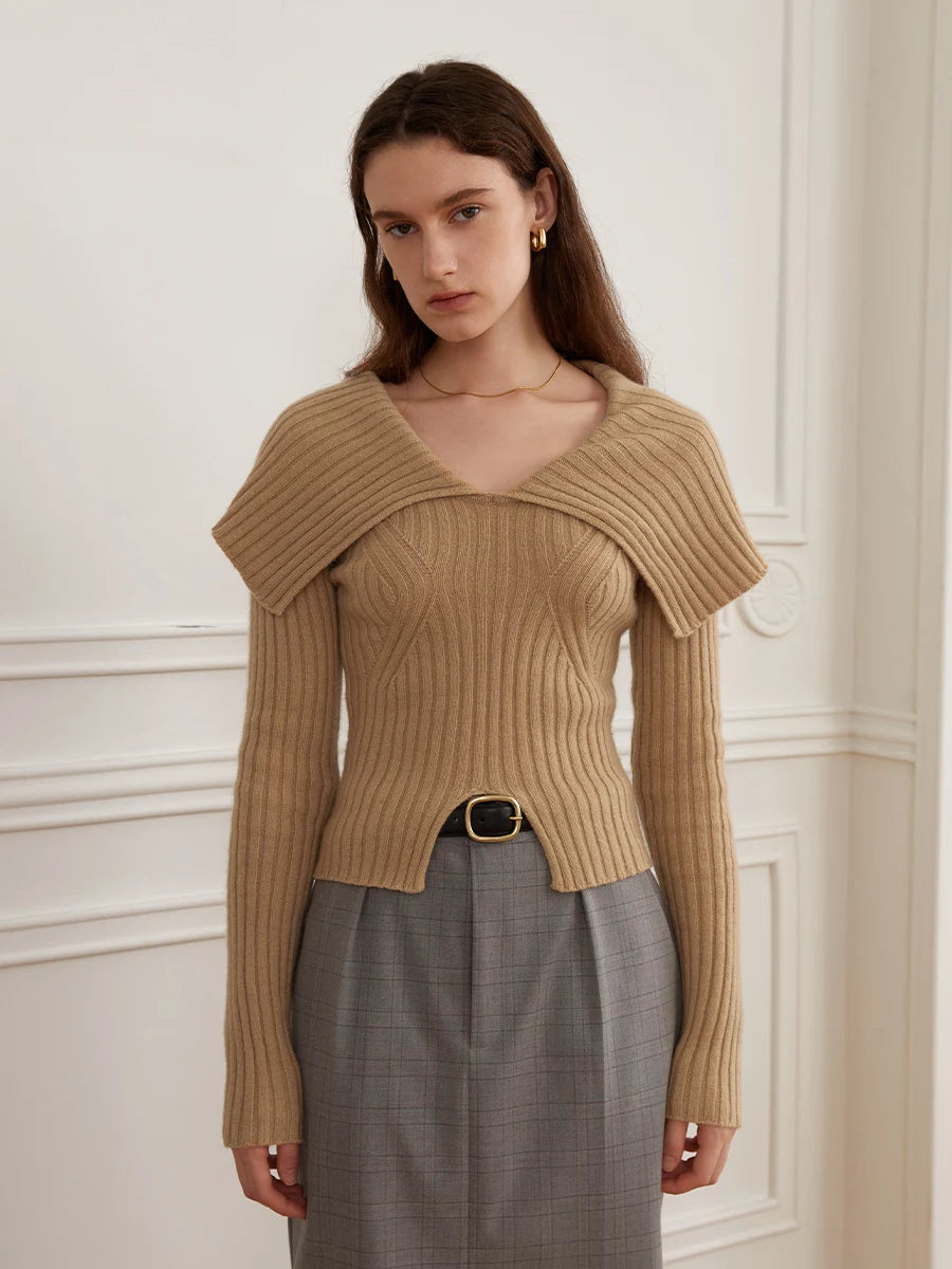 Polo Neck Slim Pullover Knit