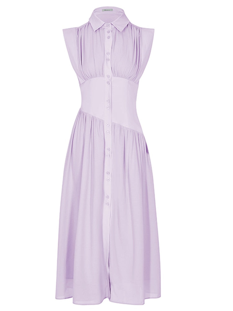 Sleeveless Dress Yellow  - Light Purple