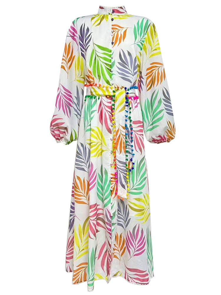 Midi Dress Summer Colorful Print Dress