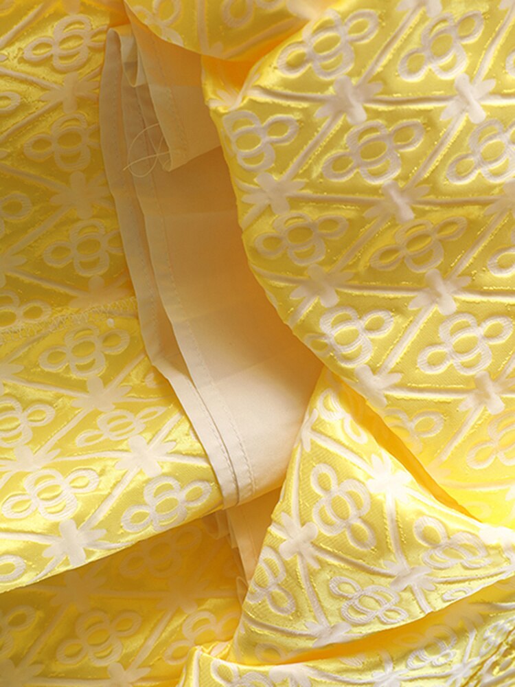 High Waist Yellow Jacquard