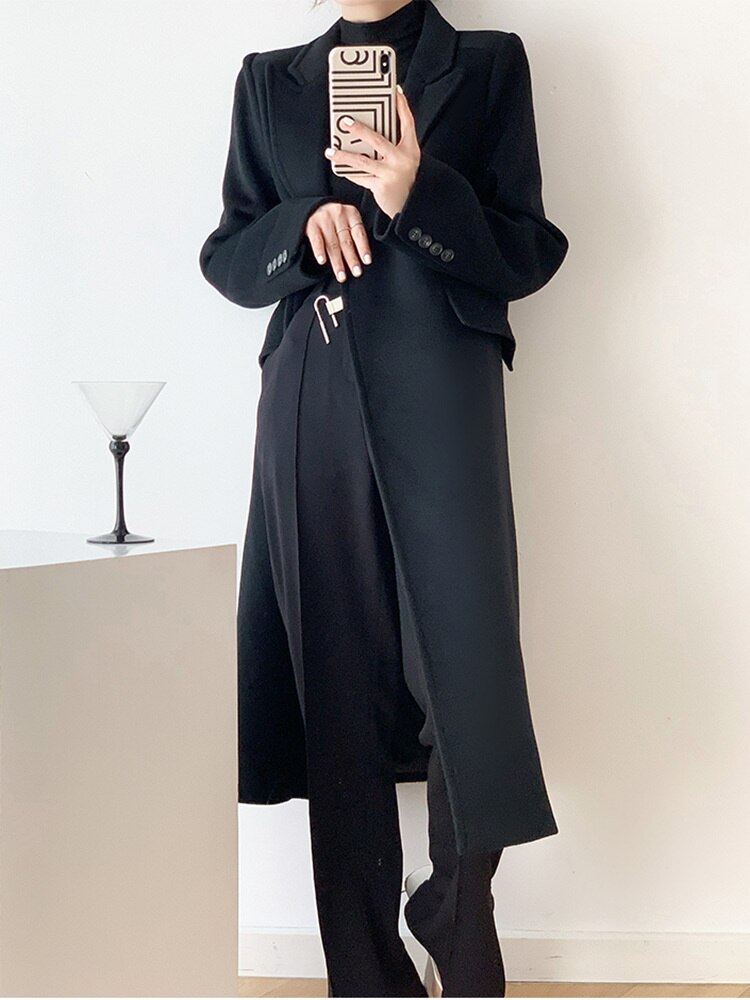 Black Woolen Coat - Tall