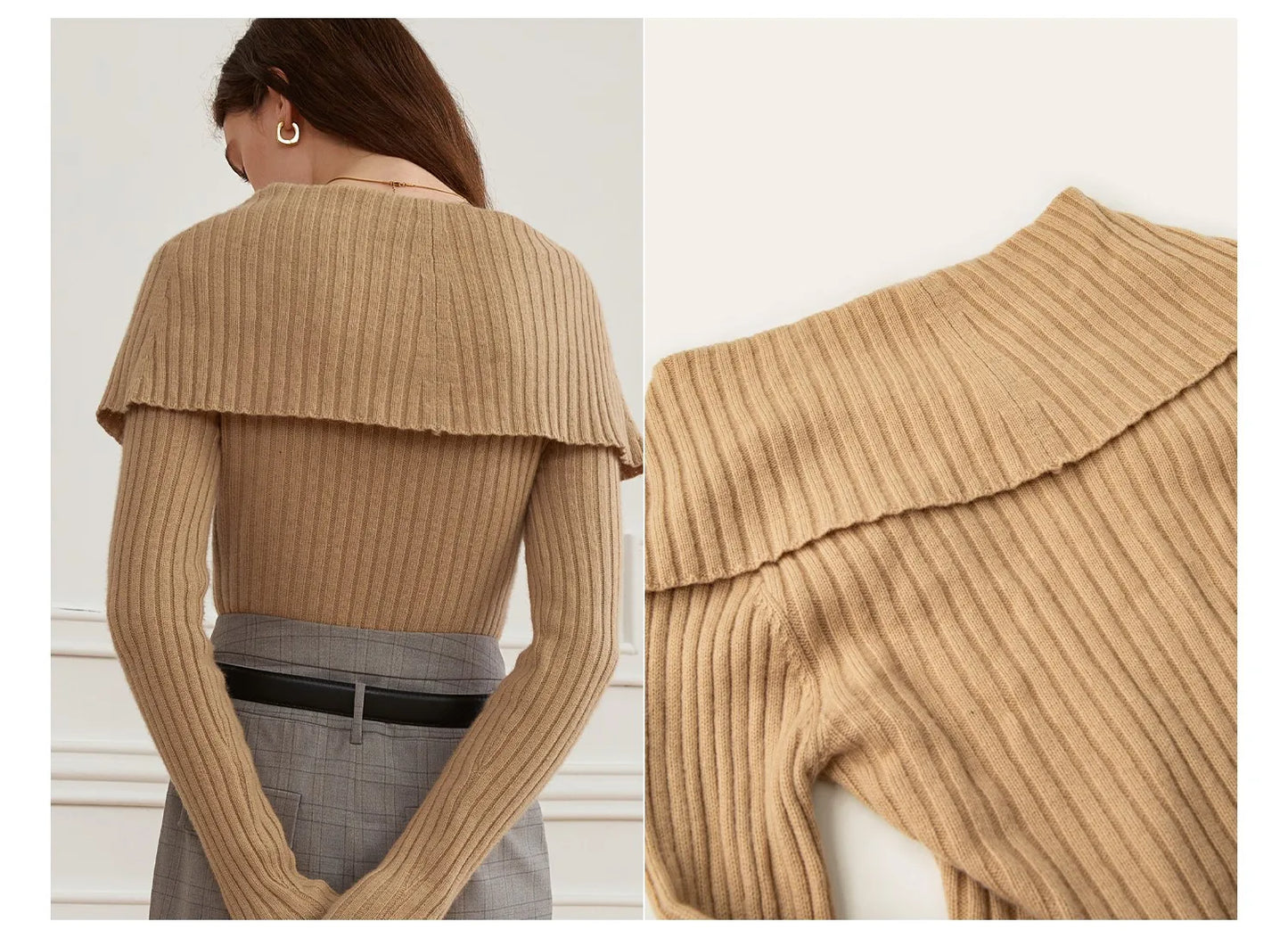 Polo Neck Slim Pullover Knit