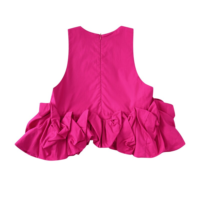 Ruffles tops Rose red and Skirt