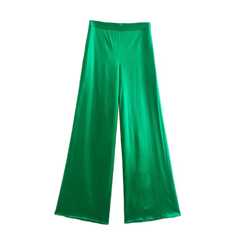 Tops Sleeveless shirt and Wide leg pants Green