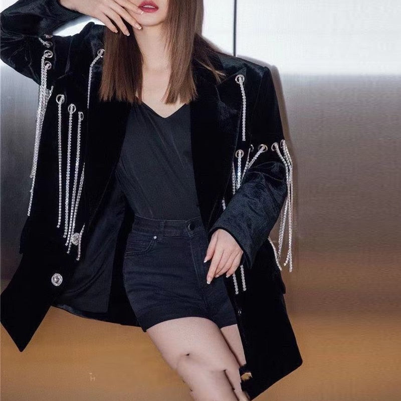 Velvet blazer suit - Black